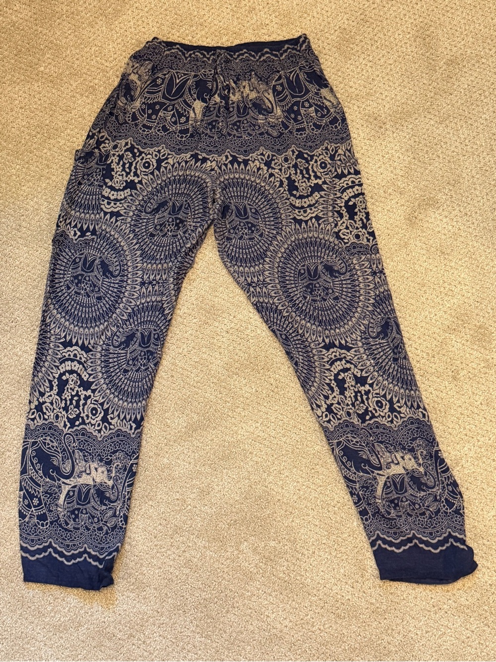 Navy Blue Bohemian Printed Harem Pants